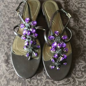 Tahari Brown Jeweled Sandal